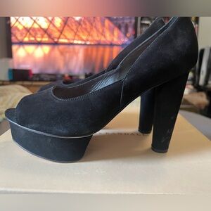 Loeffler Randall Darcy Leather Chunky Pump in Black size 7.5